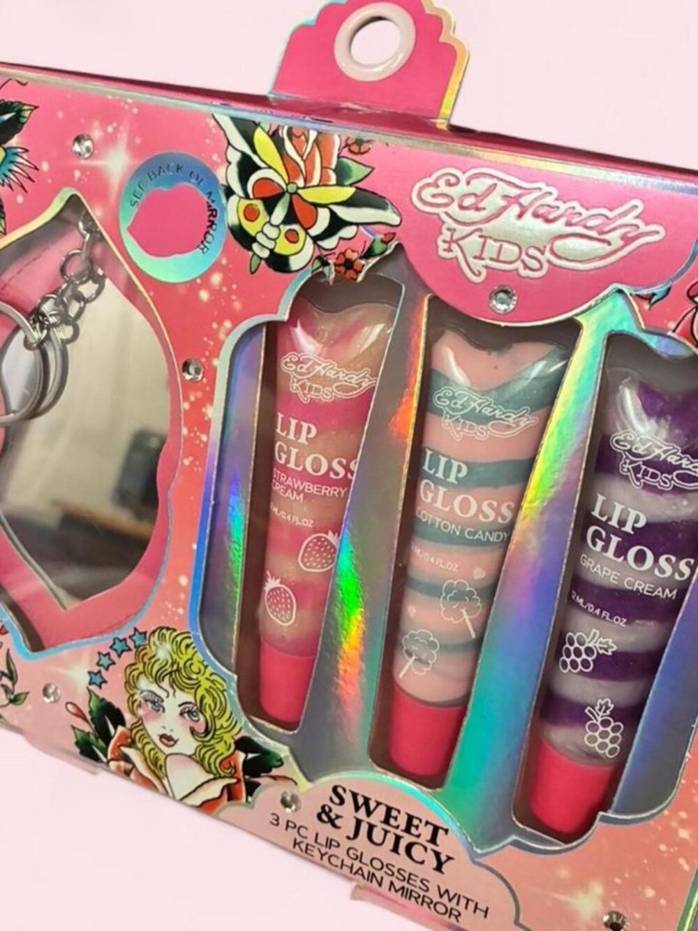 Ed Hardy Sweet & Juicy 3 Piece Gloss and Mirror Set
